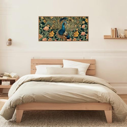 Boho Peacock Framed Canvas Wall Art