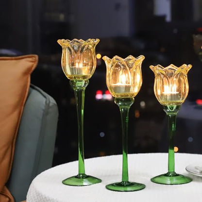 Gold Tulips Candle Holders Set of 3
