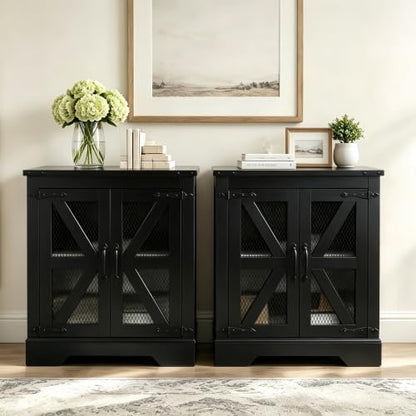 Farmhouse End Table Set of 2 with Charging Station