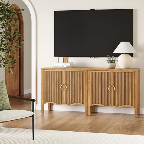 Scott Transitional Fluted Accent Cabinet or Storage Cabinet for Living Room or Entryway with Solid Wood Panel