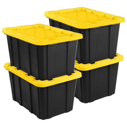 Industrial Storage Tote with Lids for Garage (4 Count)