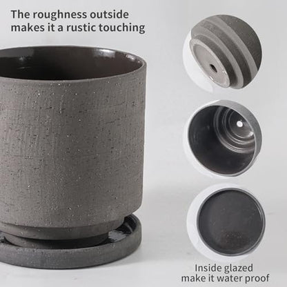 Ceramic Plant Pot Drainage Hole & Saucer for Indoor Plants