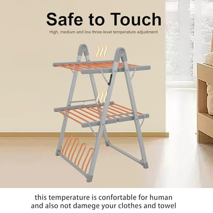 Heated Clothes Drying Rack Foldable Timer Shoes Socks