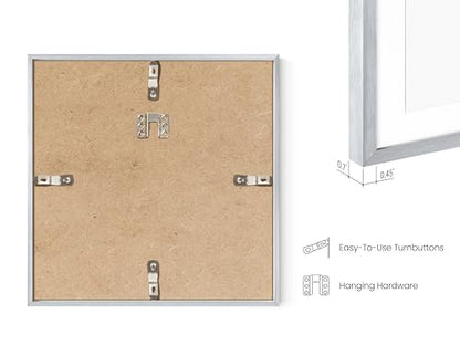 10x10 Silver Metal Picture Frames Matted to 5x5