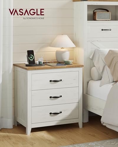 Farmhouse Nightstand with Charging Station (2 Count)
