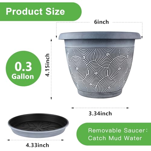 6 Inch Flower Pots Planters for Indoor Outdoor Plants