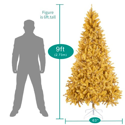 9ft Gold Christmas Tree with Lights