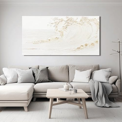 Canvas Wall Art Decor Modern Wall Art Pictures for Living Room Canvas Art Wall Decor Modern White Wall Art Prints Silent Waves Large White Artwork for Walls Bedroom Office Kitchen Wall Decor 24" X 48"