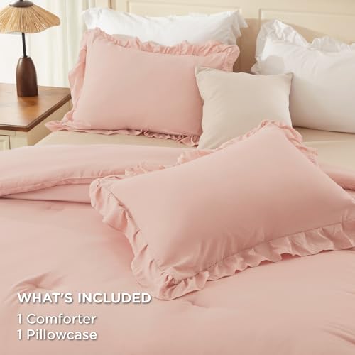 Blush Twin Size Ruffle Comforter Set