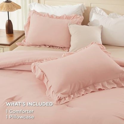 Blush Twin Size Ruffle Comforter Set