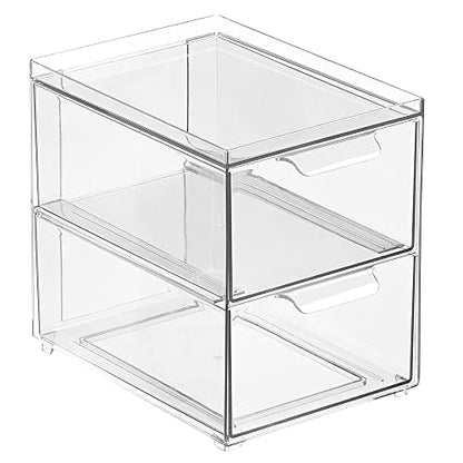 Stackable Storage Containers Box with 2 Pull (4 Count)