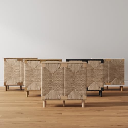 Beacon Accent Natural Sideboard Storage Cabinet TV Stand with Adjustable Interior Shelf and Seagrass Doors