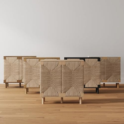 Beacon Accent Natural Sideboard Storage Cabinet TV Stand with Adjustable Interior Shelf and Seagrass Doors