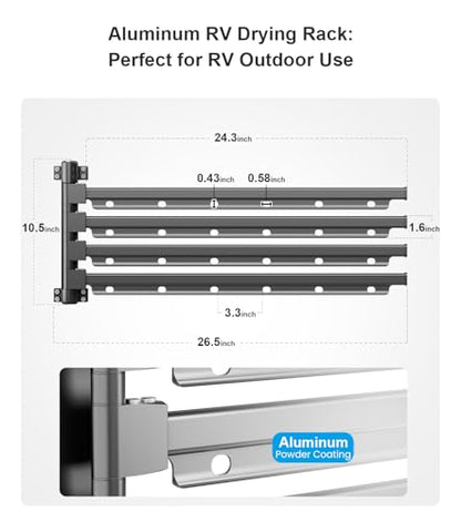 Aluminum RV Clothes Drying Rack Ladder Mounted