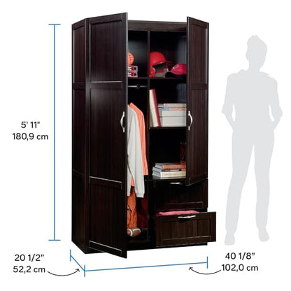 Select Multipurpose Bedroom Armoire Wardrobe Closet Pantry Storage Cabinet with Storage Drawers and Hanging Rail