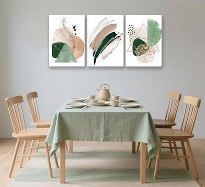3Pcs Framed Sage Green Minimalist Geometric Abstract Wall Art (3 Count)
