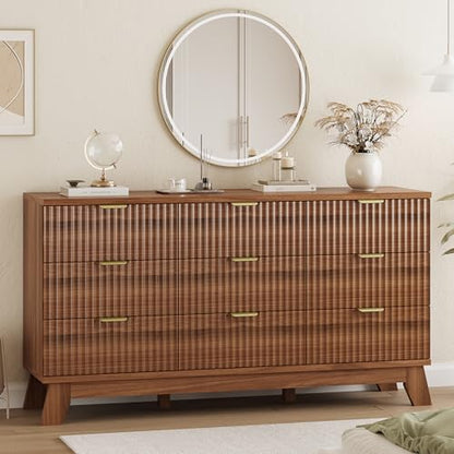 Fluted Dresser for Bedroom with 9 Drawers