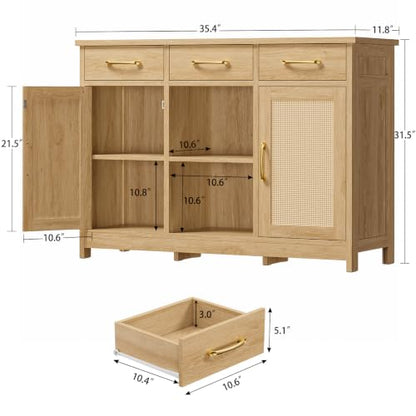 Coffee Bar Cabinet with 3 Drawers