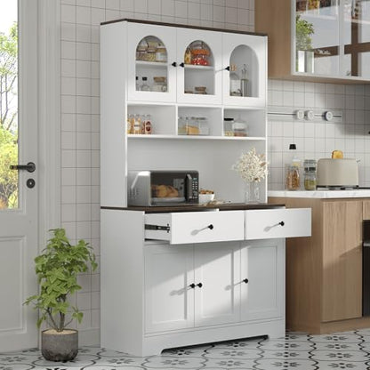Kitchen Pantry Cabinet with Open Storage Shelves