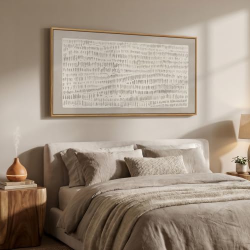 Large Framed Beige Abstract Wall Art for Living Room