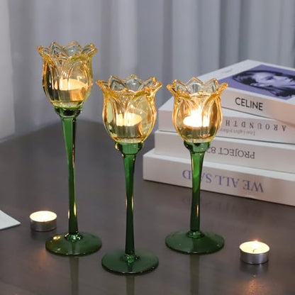 Gold Tulips Candle Holders Set of 3