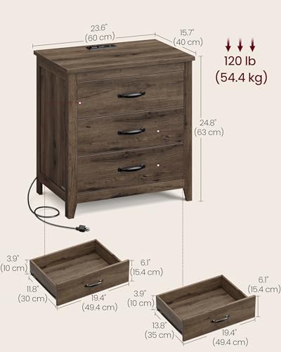 Farmhouse Nightstand with Charging Station (2 Count)