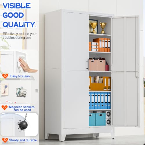 79" Tall Metal Pantry Storage Cabinet with Lock