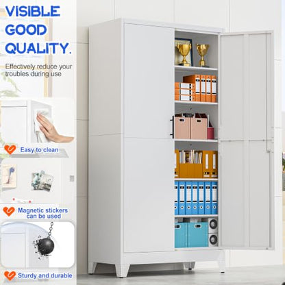 79" Tall Metal Pantry Storage Cabinet with Lock