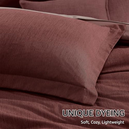 Queen Comforter Set 7 Pieces Cationic Dyeing Dark Red Bed in a Bag