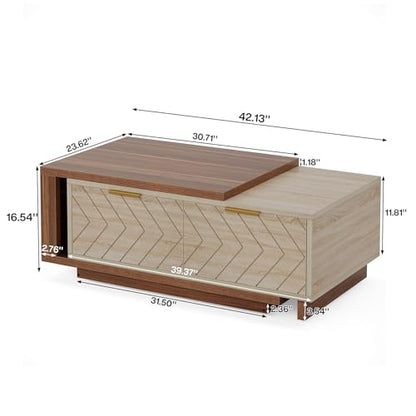 Extendable Coffee Table with 2 Storage Drawers
