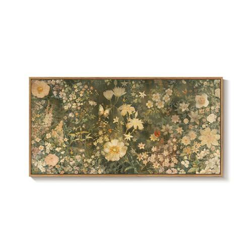 Large Framed Vintage Floral Botanical Wall Art for Living Room