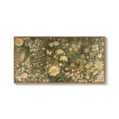 Large Framed Vintage Floral Botanical Wall Art for Living Room