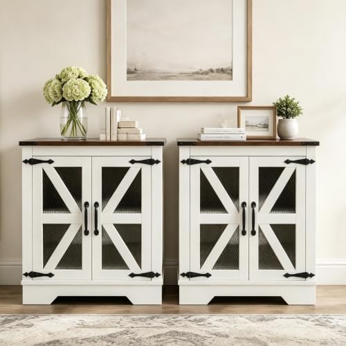 Farmhouse End Table Set with Charging Station Set of 2