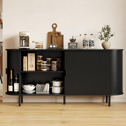 63" Fluted Buffet Sideboard Cabinet with Sliding Door