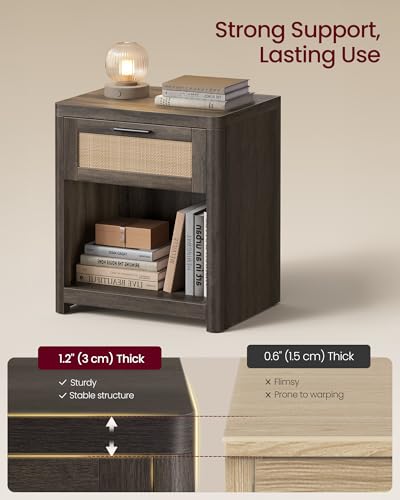Set of 2 Boho Nightstands with Rattan (2 Count)
