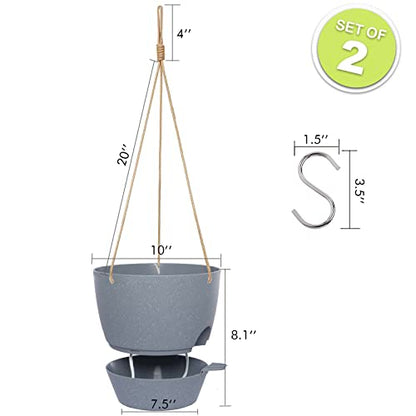 10 Inch Self Watering Hanging Pots (2 Count)