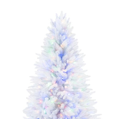 Bonnie 7 5ft White Christmas Tree with Lights Unique Colored Christmas Tree Prelit with 2193 Branch Tips 600 Warm Lights and Metal Stand Minimalistic Aritificial