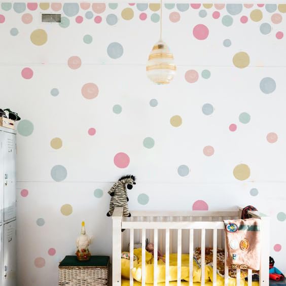 Colorful Polka Dot Wall Decals 36 PCS, Watercolor Dots Wall Sticker for Girls Bedroom Removable Wall Decals Nursery Kids Room Decor (6 Sheets)