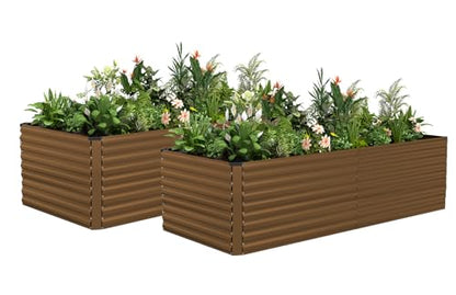 8x4x3ft Outdoor Metal Raised Garden Bed