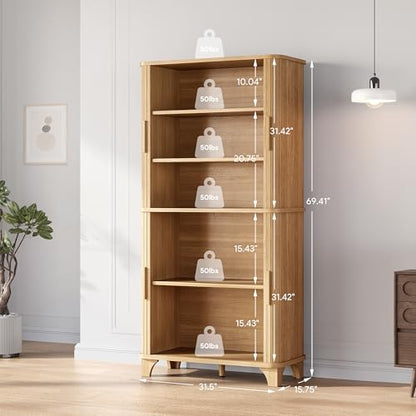 69" Tall Kitchen Pantry Storage Cabinet with Sliding Door