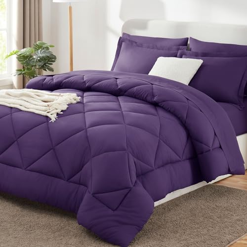 Queen Comforter Set with Sheets Purple