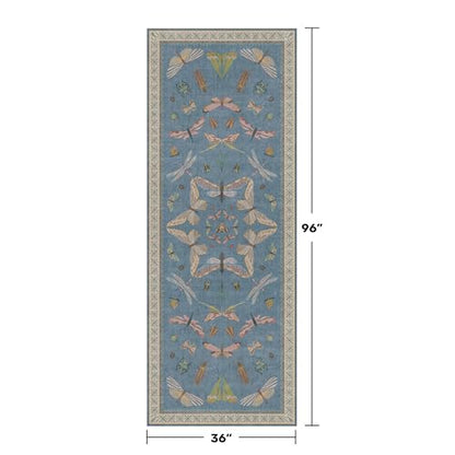 Vintage Blue Insect Hallway Runner Rug 3x8 Long (24 Sq Ft)