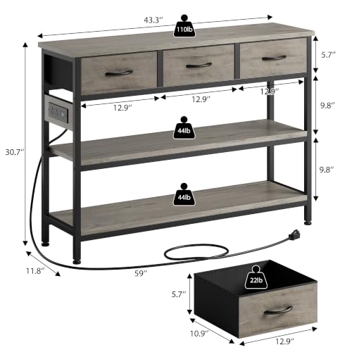 Entryway Table with Outlets