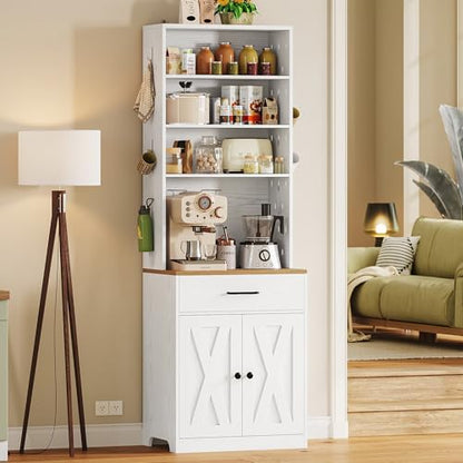 Bakers Rack Microwave Stand with Customizable Pegboard and Storage