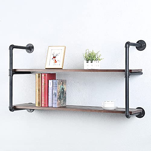 Industrial Pipe Shelves With Wood Planks