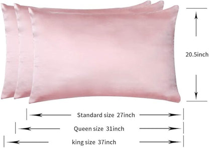 100% Mulberry Silk Pillowcases Set of 2 for Hair and Skin and Super Soft and Breathable King Size Nature Silk Pillowcases (King, Pink)