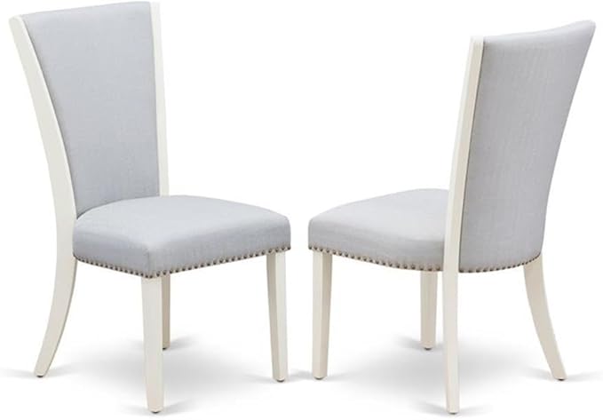 East West Furniture X097VE005-5 5 Piece Dining Room Table Set Includes a Rectangle Dining Table with X-Legs and 4 Grey Linen Fabric Upholstered Parson Chairs, 40x72 Inch, Multi-Color