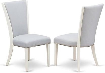 East West Furniture X097VE005-5 5 Piece Dining Room Table Set Includes a Rectangle Dining Table with X-Legs and 4 Grey Linen Fabric Upholstered Parson Chairs, 40x72 Inch, Multi-Color