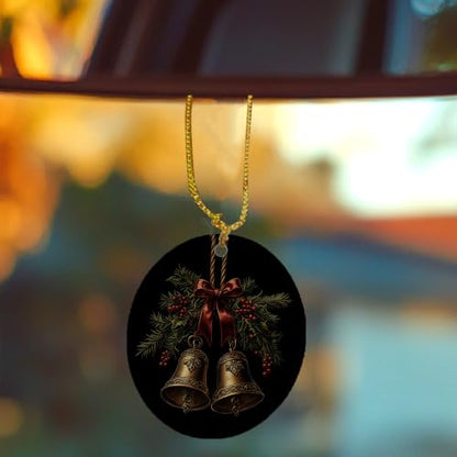 Vintage Holly Berry Gold Bell Christmas Ceramic Ornament Gifts