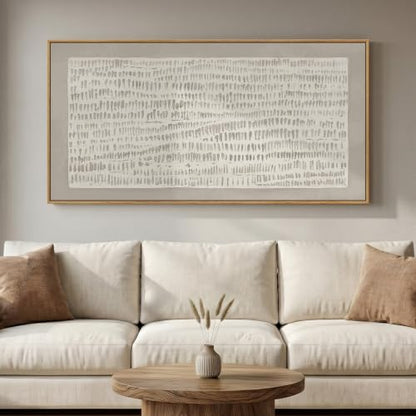Large Framed Beige Abstract Wall Art for Living Room